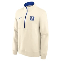 Men's Nike Cream Duke Blue Devils Primetime Club Fleece Half-Zip Pullover
