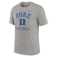 Men's Nike Heather Gray Duke Blue Devils Arch Over Logo Tri-Blend T-Shirt