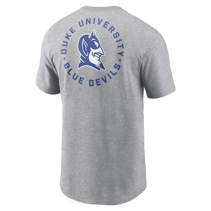 Men's Nike Heather Gray Duke Blue Devils Campus 2-Hit T-Shirt