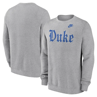 Sweat-shirt Nike gris chiné Duke Blue Devils Old English pour homme