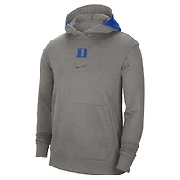 Sweat à capuche Nike Heather Grey Duke Blue Devils Team Basketball Spotlight Performance pour homme