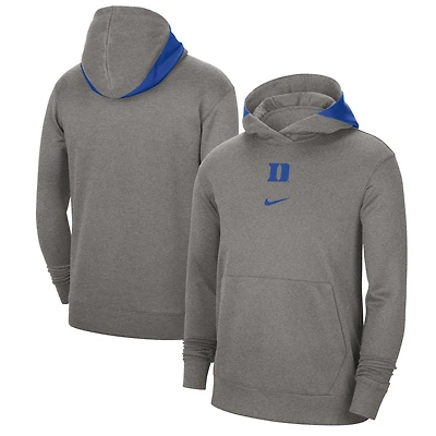 Sweat à capuche Nike Heather Grey Duke Blue Devils Team Basketball Spotlight Performance pour homme