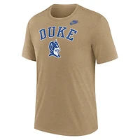 Men's Nike Heather Light Brown Duke Blue Devils Legacy Arch Tri-Blend T-Shirt