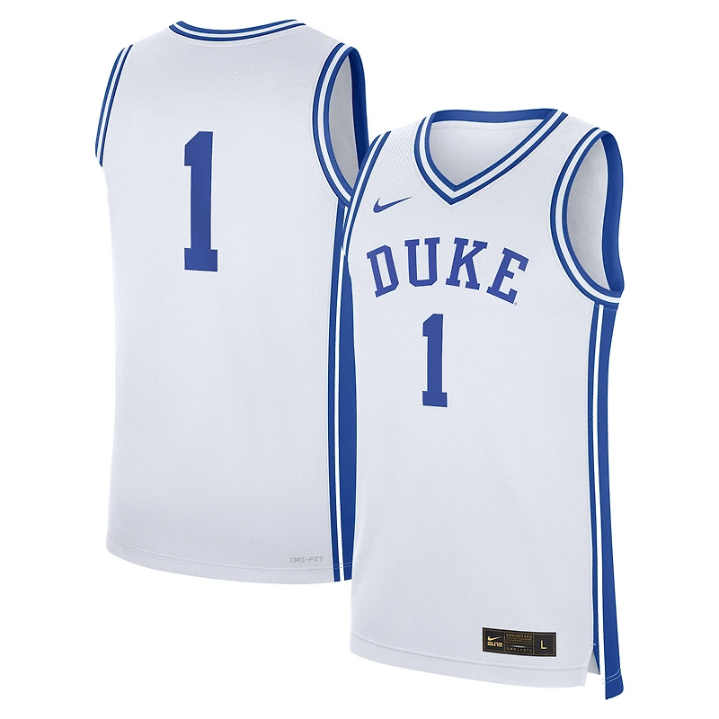 Maillot Nike #1 Duke Blue Devils Domicile Blanc Réplique pour Homme