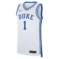 Maillot Nike #1 Duke Blue Devils Domicile Blanc Réplique pour Homme