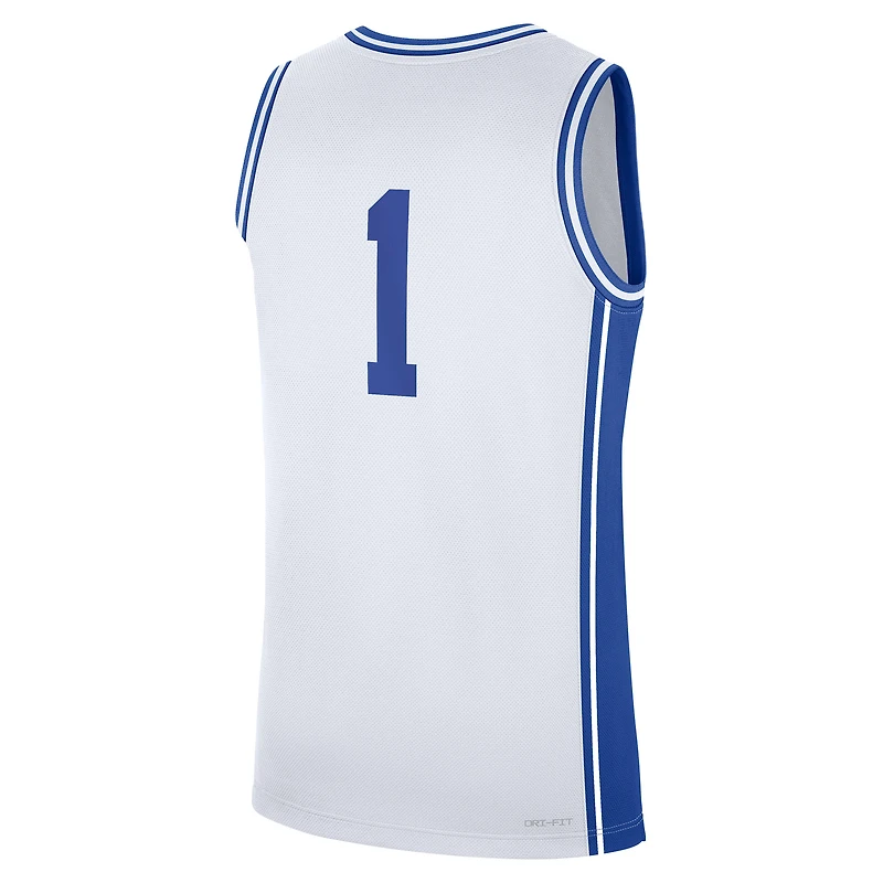 Maillot Nike #1 Duke Blue Devils Domicile Blanc Réplique pour Homme