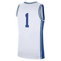 Maillot Nike #1 Duke Blue Devils Domicile Blanc Réplique pour Homme