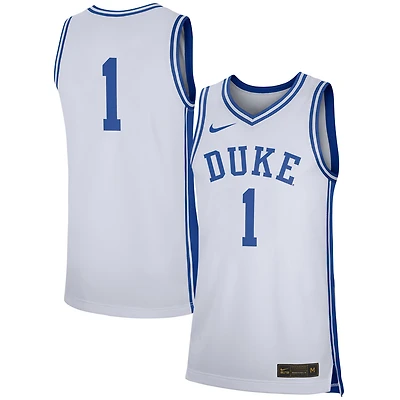 Men's Nike #1 White Duke Blue Devils Replica Jersey