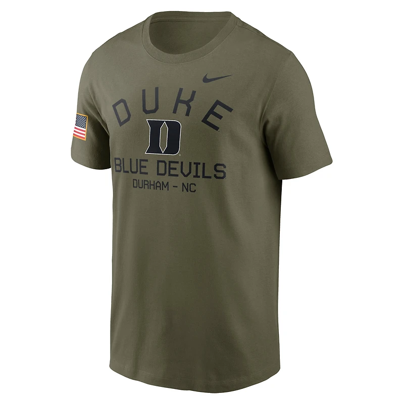 T-shirt Nike Olive Duke Blue Devils 2024 Military Appreciation Performance pour homme