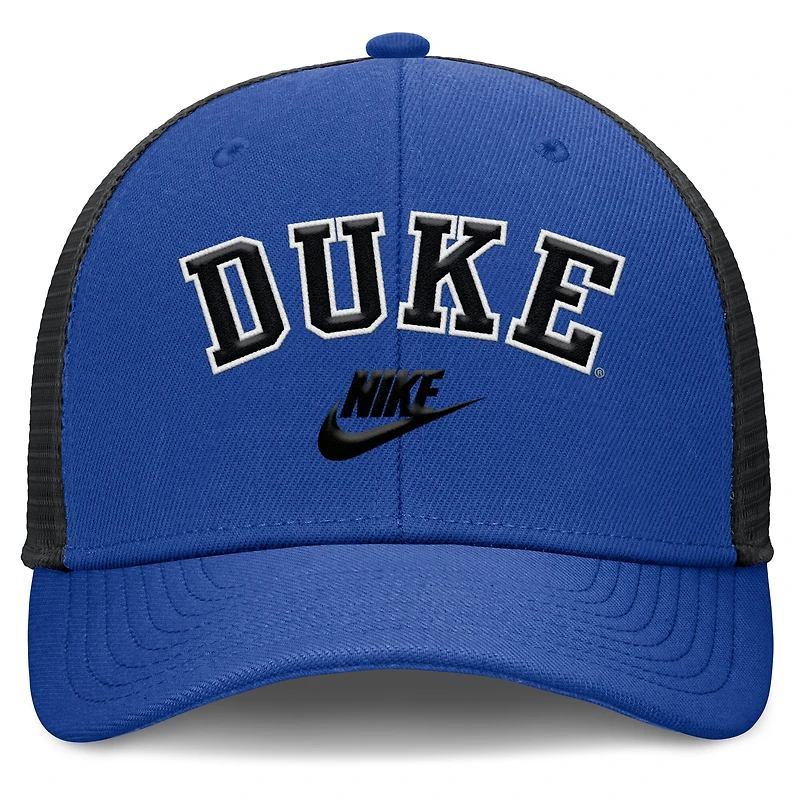 Men's Nike Royal/Black Duke Blue Devils Legacy Arch Rise Performance Trucker Adjustable Hat