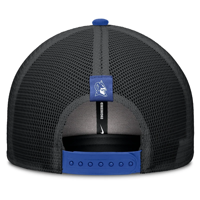 Men's Nike Royal/Black Duke Blue Devils Legacy Arch Rise Performance Trucker Adjustable Hat