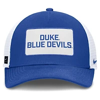 Men's Nike Royal/White Duke Blue Devils 2025 On-Field Rise Patch Trucker Adjustable Hat