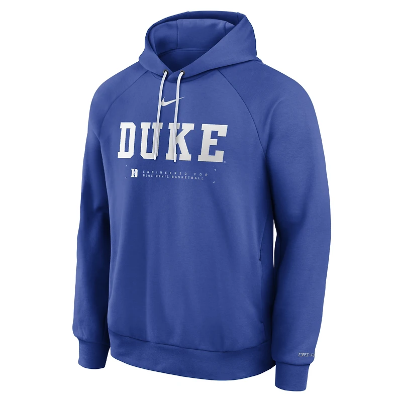 Men's Nike Royal Duke Blue Devils 2025 Courtside Basketball Practice Raglan Dri-FIT Hoodie
