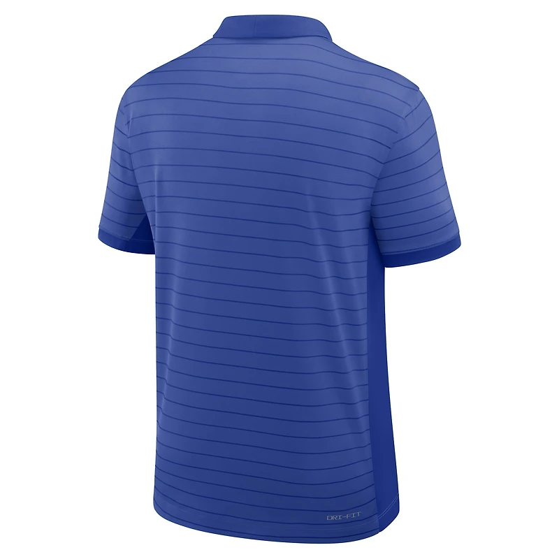 Polo Nike Royal Duke Blue Devils pour homme, coupe début de saison 2025, motif Victory Stripe, entraîneurs