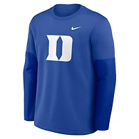 T-shirt à manches longues Nike Royal Duke Blue Devils 2025 Sideline Coach Therma-FIT pour homme