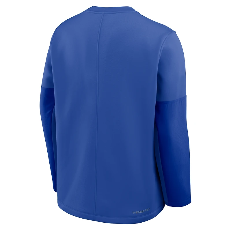 T-shirt à manches longues Nike Royal Duke Blue Devils 2025 Sideline Coach Therma-FIT pour homme