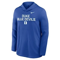 T-shirt à capuche et manches longues Nike Royal Duke Blue Devils 2025 Sideline Dri-FIT pour homme