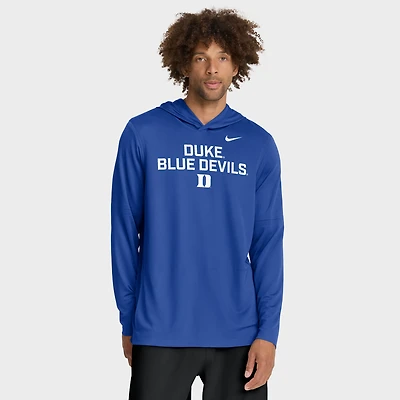 T-shirt à capuche et manches longues Nike Royal Duke Blue Devils 2025 Sideline Dri-FIT pour homme