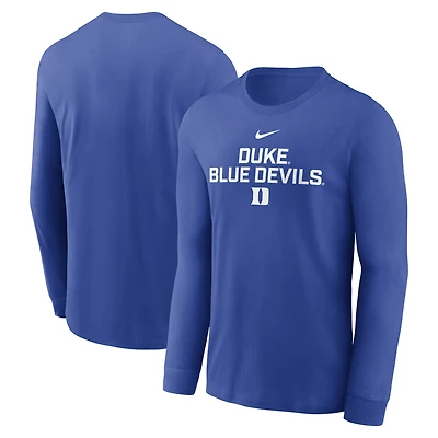 T-shirt Nike Royal Duke Blue Devils 2025 Performance à manches longues pour homme