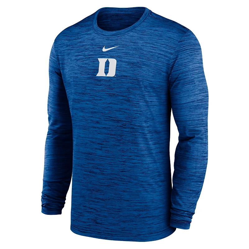 Men's Nike Royal Duke Blue Devils 2025 Sideline Velocity Dri-FIT Long Sleeve T-Shirt