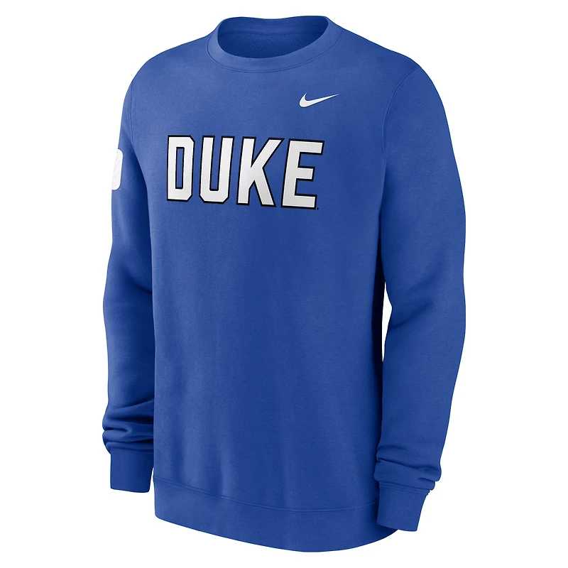 Sweat-shirt Nike Royal Duke Blue Devils 2026 Sideline Club pour homme