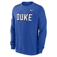 Sweat-shirt Nike Royal Duke Blue Devils 2026 Sideline Club pour homme