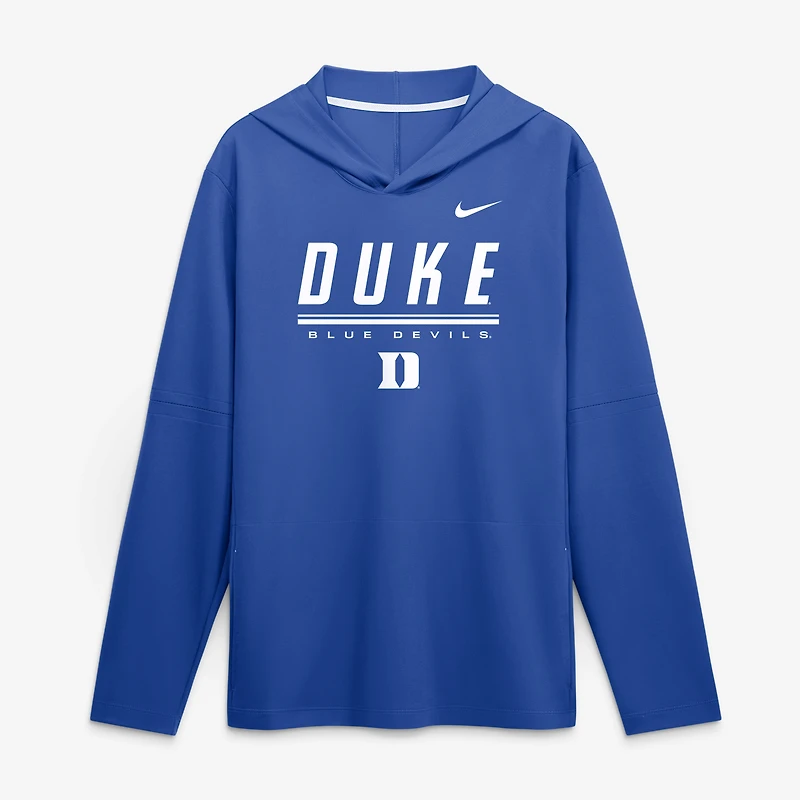 Haut à capuche léger manches longues Nike Royal Duke Blue Devils 2026 Sideline pour homme, technologie Dri-FIT