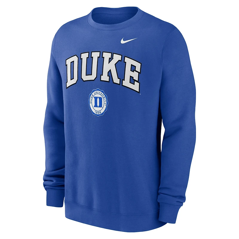 Sweat-shirt Nike Royal Duke Blue Devils Arched Seal pour homme