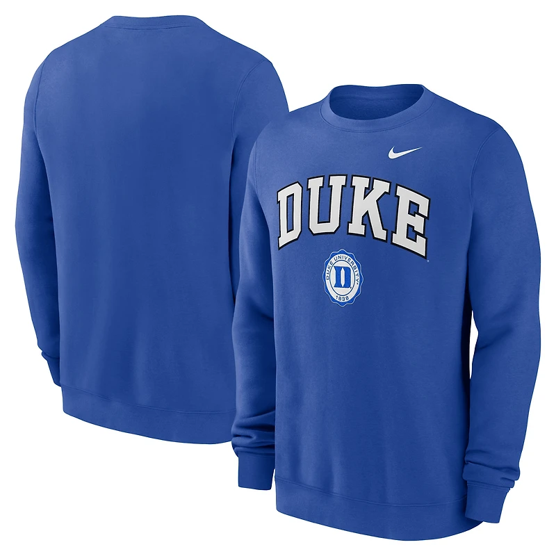 Sweat-shirt Nike Royal Duke Blue Devils Arched Seal pour homme