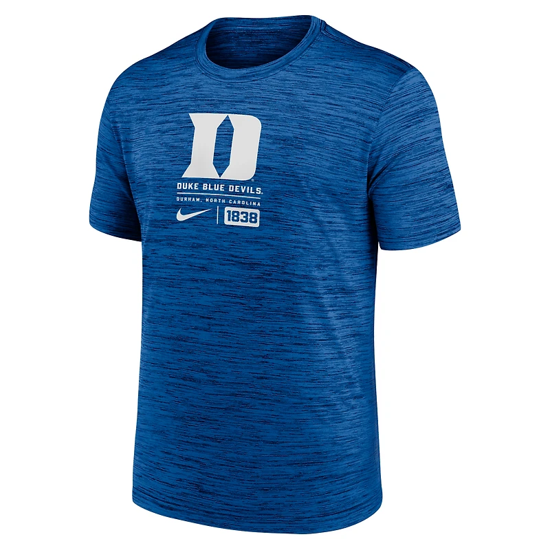 T-shirt Nike Royal Duke Blue Devils Campus Center Block Velocity Performance pour homme