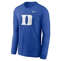 T-shirt à manches longues Nike Royal Duke Blue Devils pour homme avec logo principal