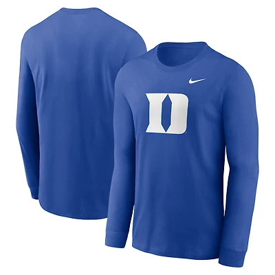T-shirt à manches longues Nike Royal Duke Blue Devils pour homme avec logo principal