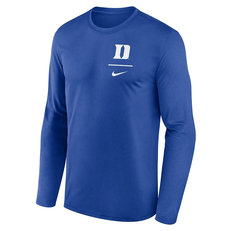 T-shirt à manches longues Nike Royal Duke Blue Devils Primary Stack Legend Performance pour homme