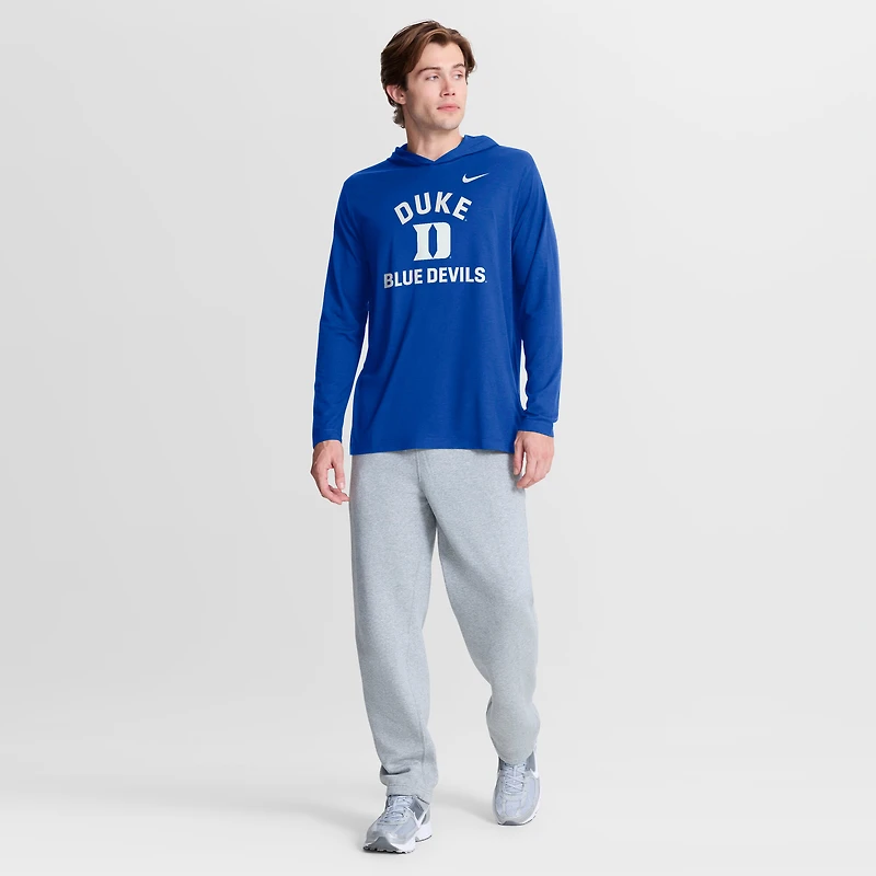 T-shirt à capuche manches longues Nike Royal Duke Blue Devils Primetime Arch Tri-Blend Dri-FIT pour homme