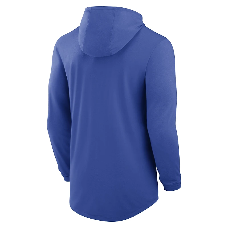 T-shirt à capuche manches longues Nike Royal Duke Blue Devils Primetime Arch Tri-Blend Dri-FIT pour homme