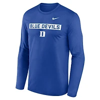 Men's Nike Royal Duke Blue Devils Primetime Campus 2-Hit Legend Dri-FIT Long Sleeve T-Shirt