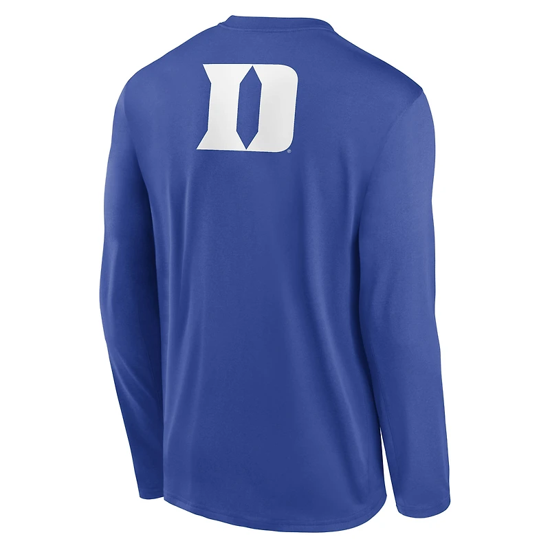 T-shirt à manches longues Nike Royal Duke Blue Devils Primetime Campus 2-Hit Legend Dri-FIT pour homme