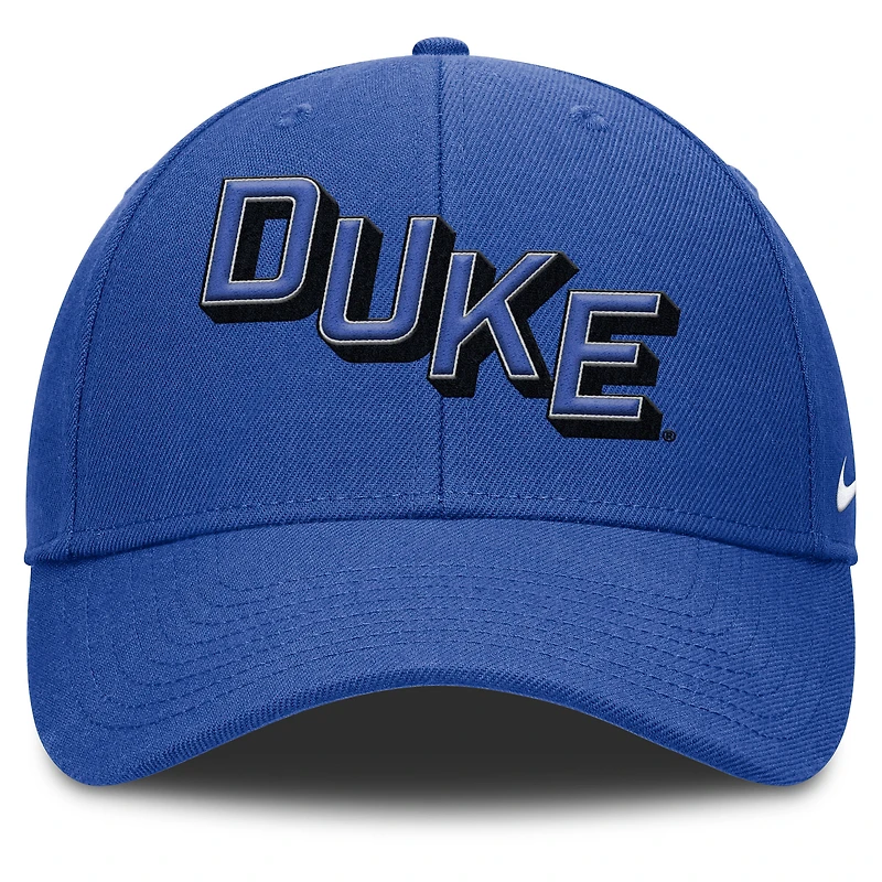 Casquette ajustable Nike Royal Duke Blue Devils Slanted Primetime Rise Performance pour homme
