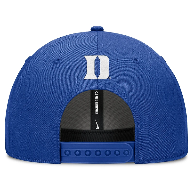 Casquette ajustable Nike Royal Duke Blue Devils Slanted Primetime Rise Performance pour homme