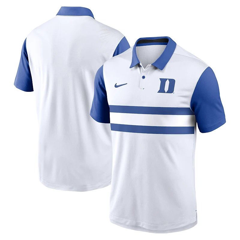 Men's Nike White/Royal Duke Blue Devils Primetime Campus Pattern Vapor Dri-FIT Polo