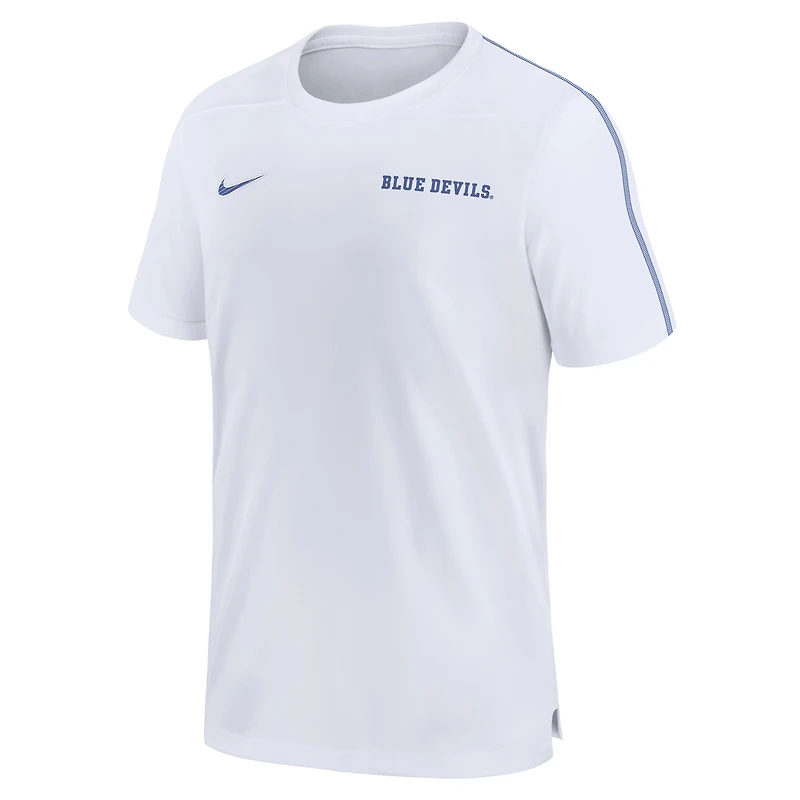 Haut Nike blanc Duke Blue Devils 2024 Sideline Coach Performance pour homme