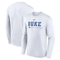Men's Nike White Duke Blue Devils 2025 Courtside Basketball Shootaround Legend Dri-FIT Long Sleeve T-Shirt