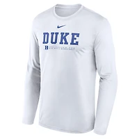 T-shirt à manches longues Nike Dri-FIT pour homme, blanc, Duke Blue Devils 2025 Courtside Basketball Shootaround Legend