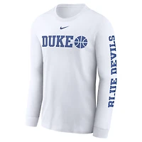 Men's Nike  White Duke Blue Devils Basketball Icon Two-Hit Long Sleeve T-Shirt