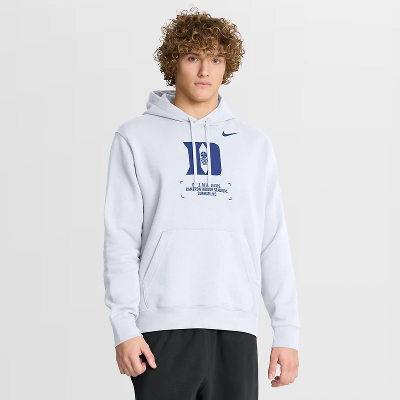 Men's Nike White Duke Blue Devils Basketball Two-Hit Club Fleece Pullover Hoodie