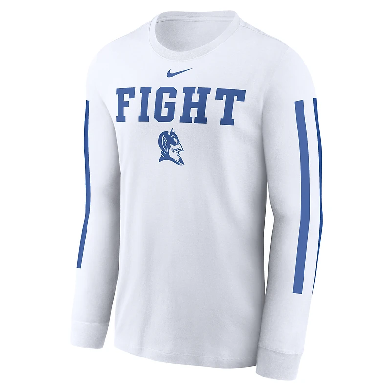 Men's Nike White Duke Blue Devils Local Spirit Slogan Long Sleeve T-Shirt
