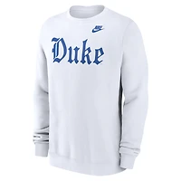 Men's Nike White Duke Blue Devils Old English Pullover Sweatshirt