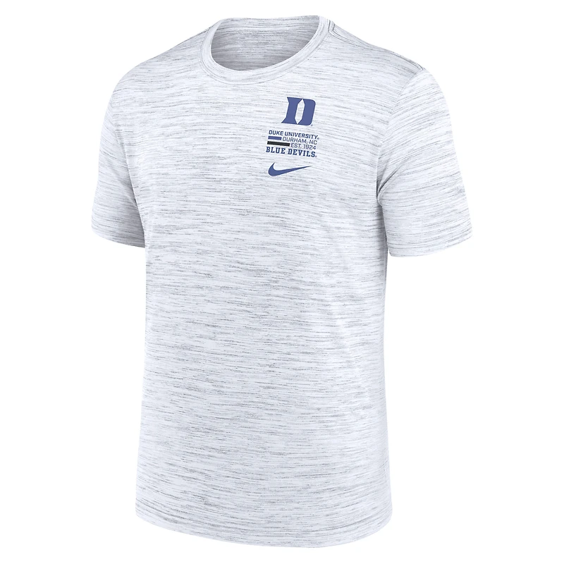 T-shirt Nike blanc Duke Blue Devils Velocity Stacked Performance pour homme