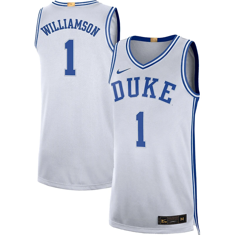 Maillot de basketball Nike Zion Williamson pour homme, édition limitée, blanc, Duke Blue Devils