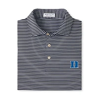 Men's Peter Millar Black Duke Blue Devils Tiebreaker Performance Jersey Stripe Polo